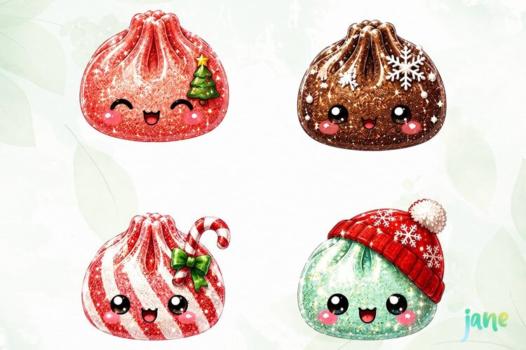 Glitter Christmas Dumpling Clipart example image 1