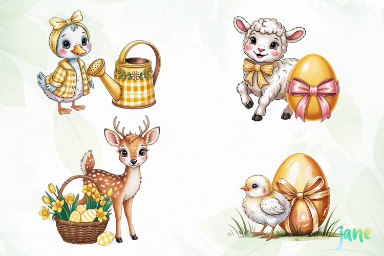 Yellow Gingham Bunny PNG