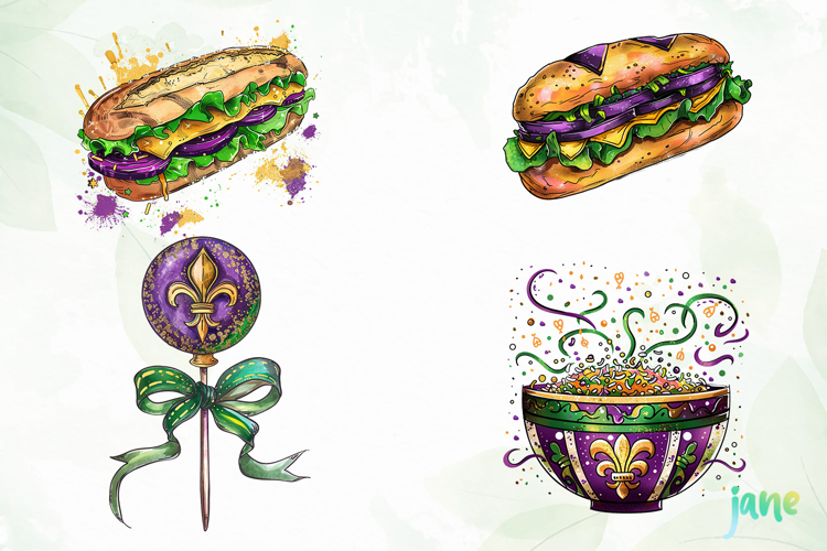 Mardi Gras Watercolor Clipart