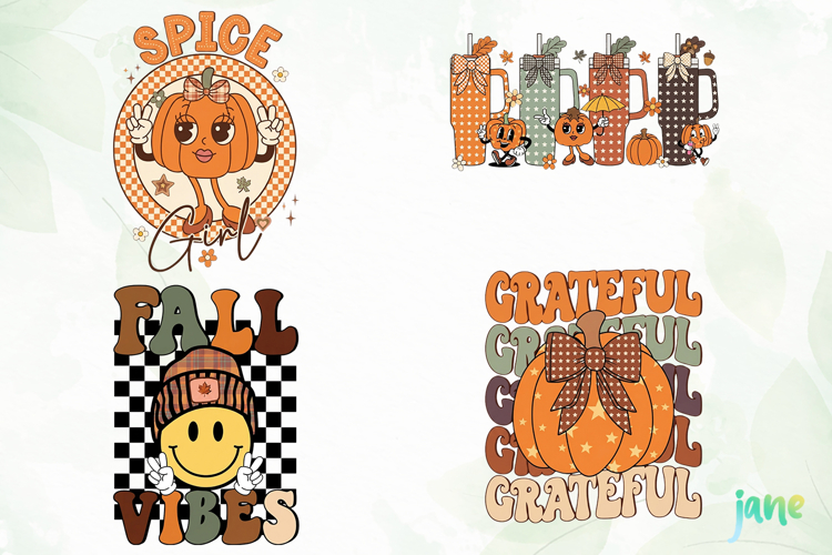 Retro Fall Thanksgiving PNG Clipart