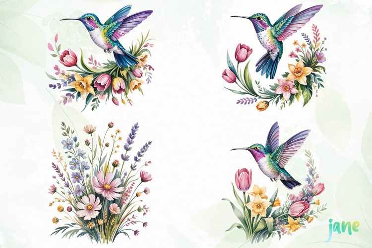 Watercolor Spring Flowers Clipart
