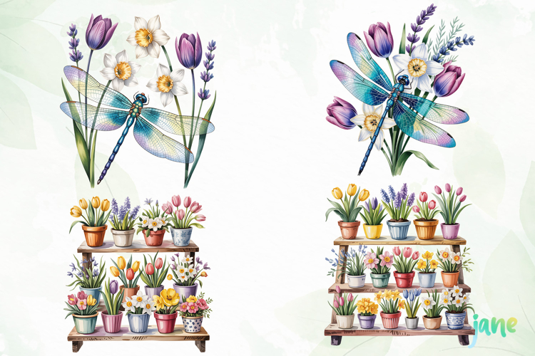 Watercolor Spring Flowers Clipart