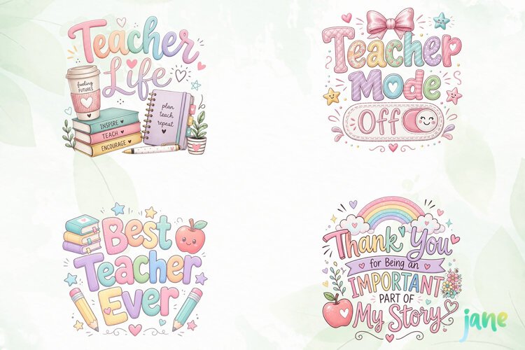 Boho Teacher PNG Clipart example image 1