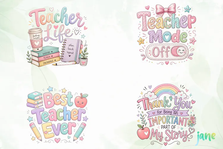 Boho Teacher PNG Clipart