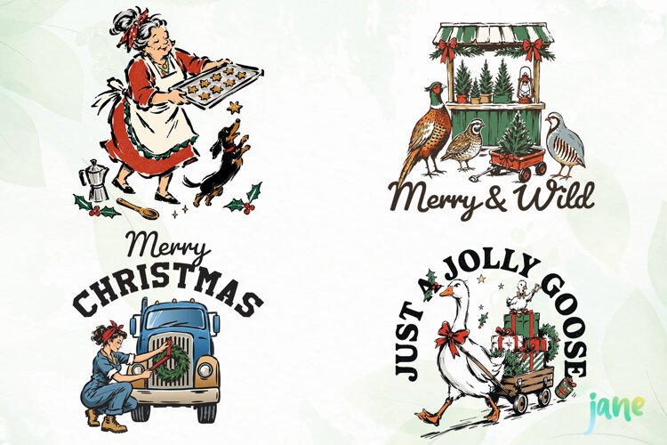 Vintage Christmas Clipart example image 1