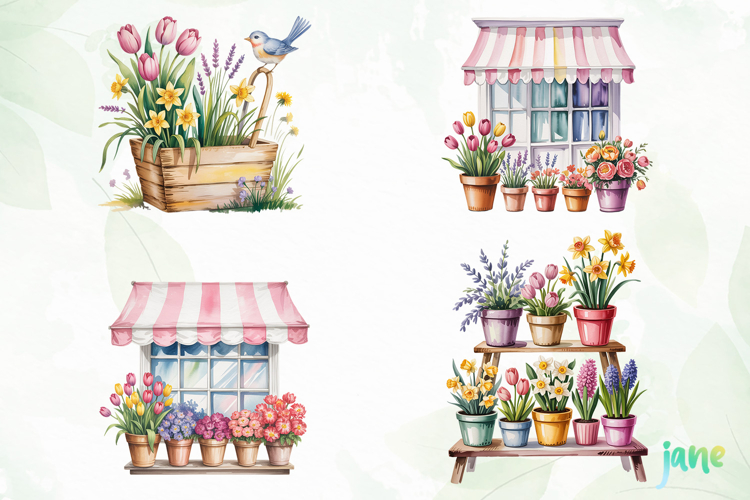 Watercolor Spring Flowers Clipart