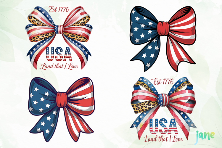 America Bow 4th of July Sublimation