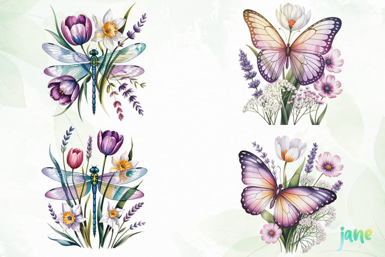 Watercolor Spring Flowers Clipart