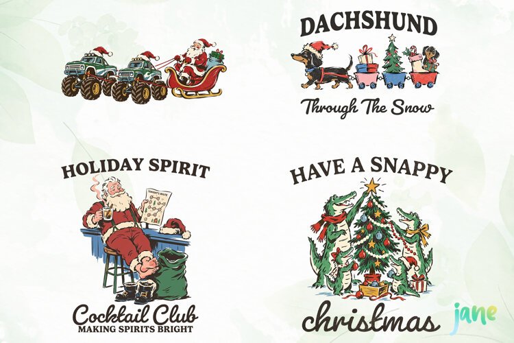 Vintage Christmas Clipart example image 1