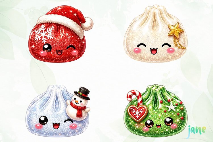 Glitter Christmas Dumpling Clipart example image 1
