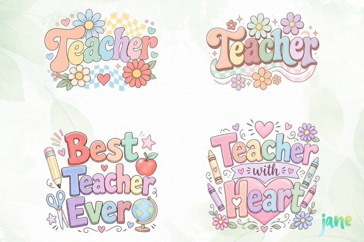 Boho Teacher PNG Clipart example image 1