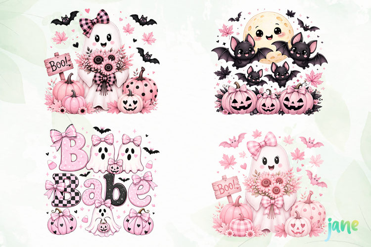 Cute Black Pink Halloween PNG