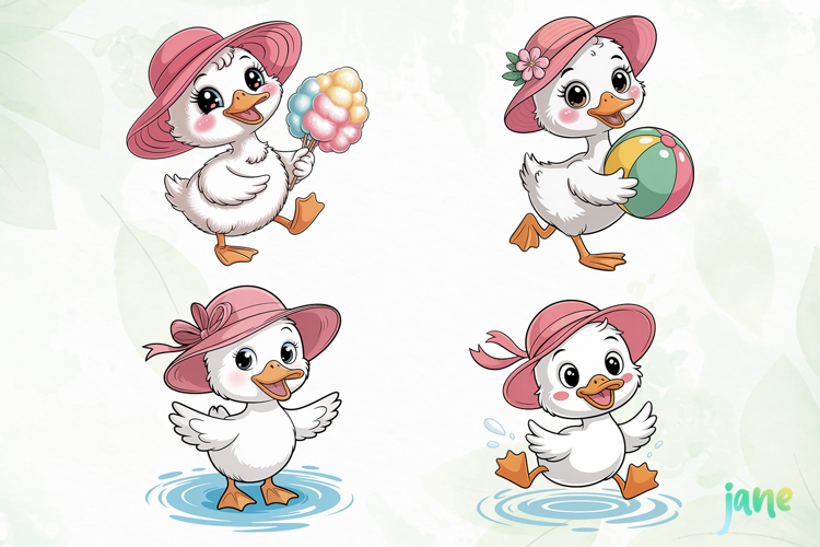 Summer Baby Duck Watercolor Clipart