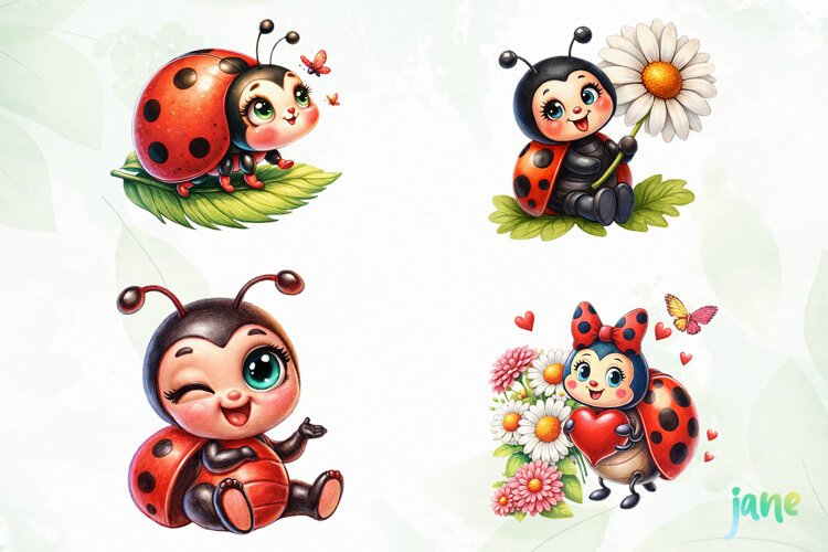 Funny Ladybug Clipart example image 1