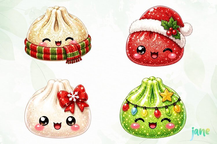 Glitter Christmas Dumpling Clipart example image 1