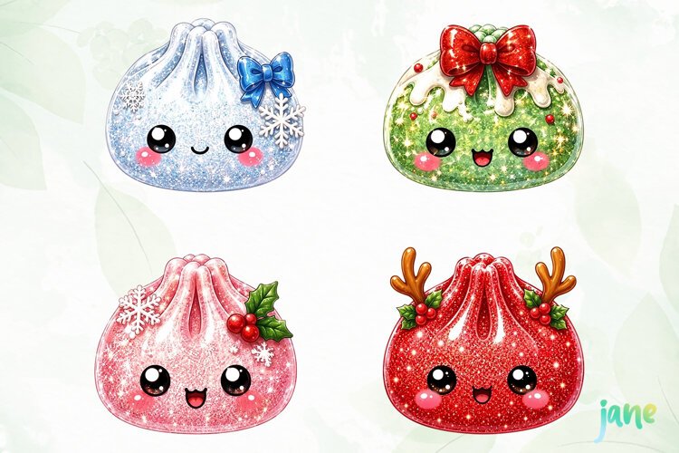 Glitter Christmas Dumpling Clipart example image 1