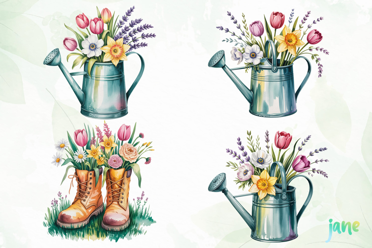 Watercolor Spring Flowers Clipart