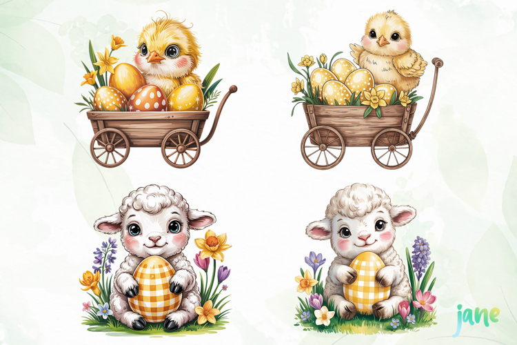 Yellow Gingham Bunny PNG