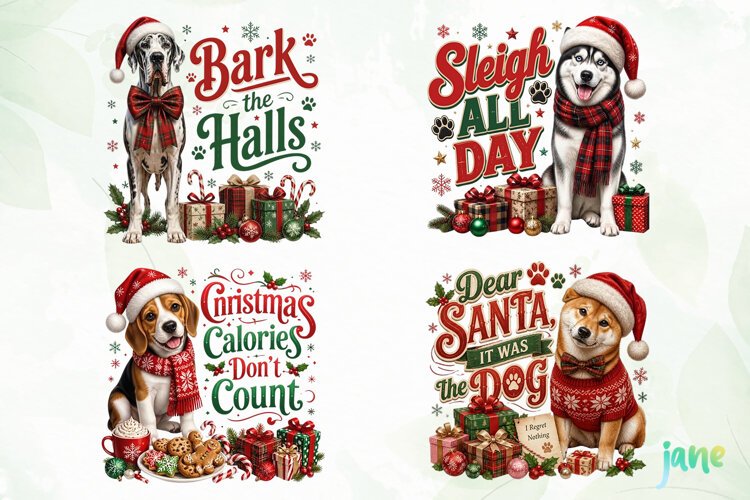 Christmas Dogs PNG Clipart example image 1