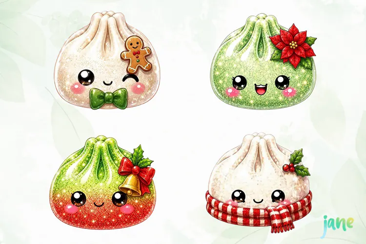 Glitter Christmas Dumpling Clipart