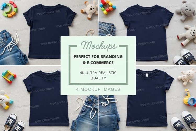 Mockup of children's clothing and toys