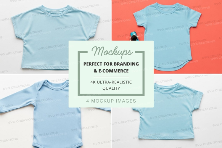 Mockup collection of baby t-shirts