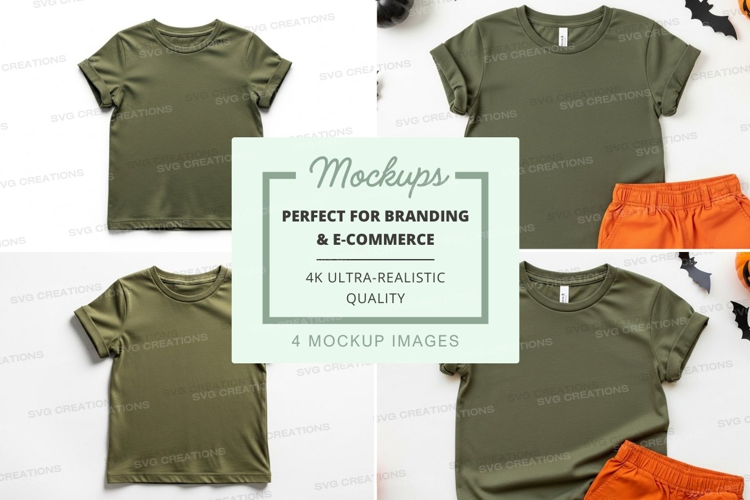 Mockup of green t-shirts for kids