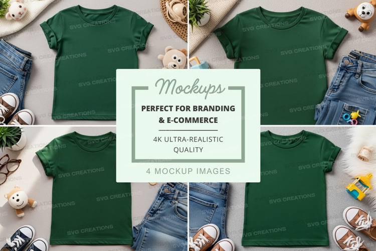 Mockup collection of green t-shirts