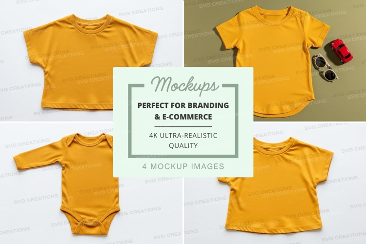 Mockup: yellow children's clothing collection