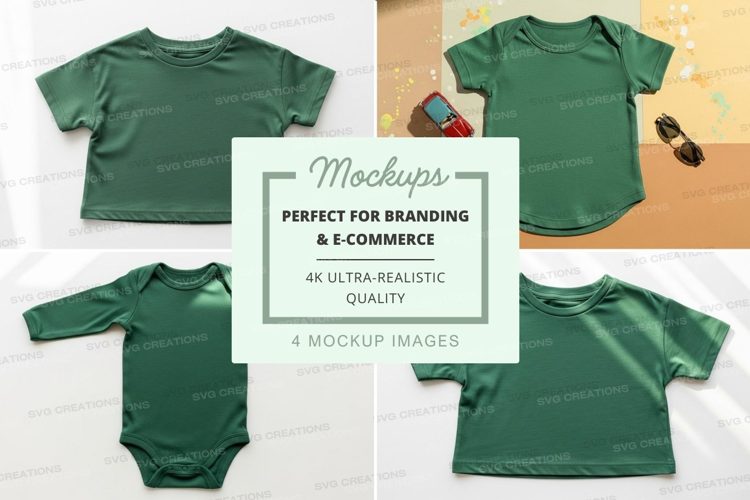 Mockup: green baby clothes collection