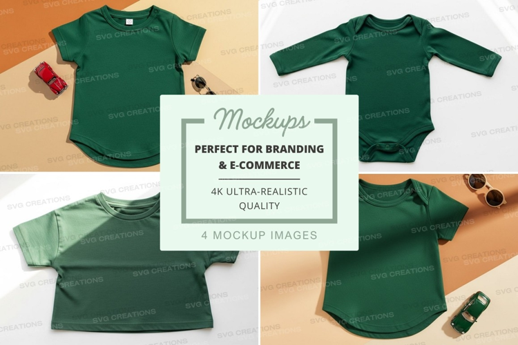 Mockup: green baby clothing collection