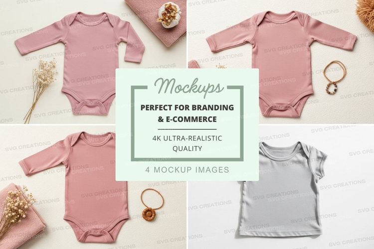 Mockup collection of baby onesies