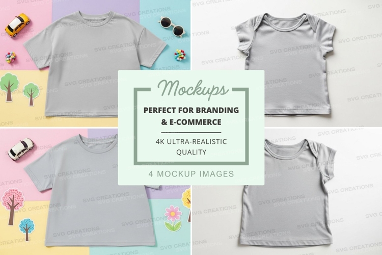 Mockup of gray t-shirts for children