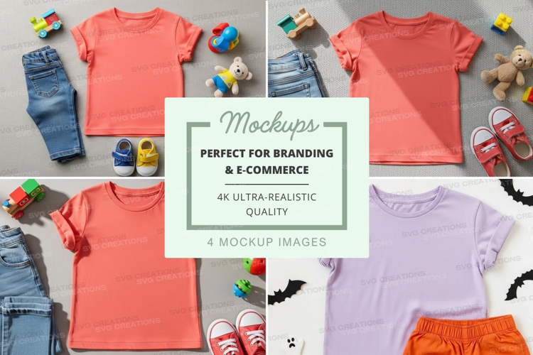 Mockup: kids' clothing and toys
