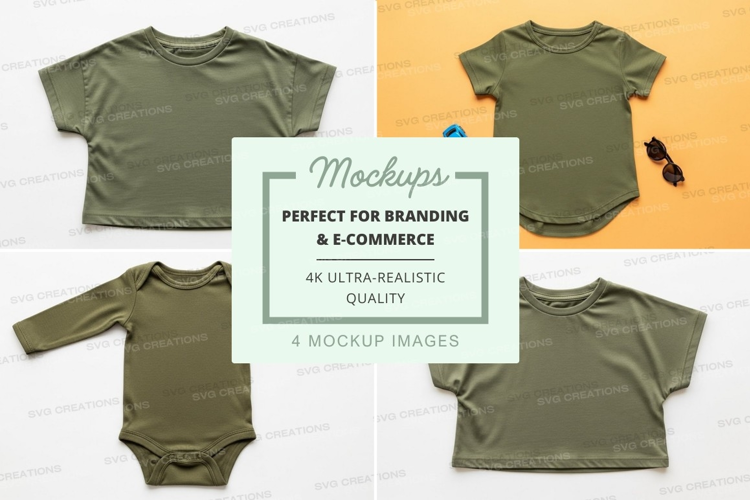 Mockup: collection of baby clothing items
