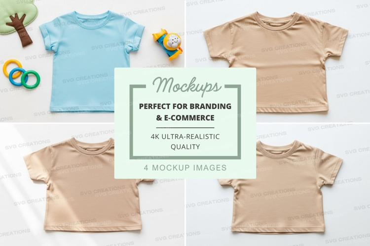 Mockup of baby t-shirts with toys