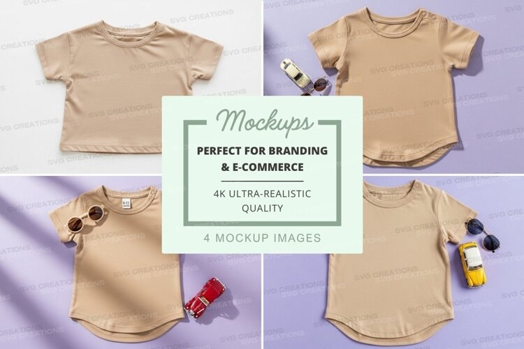 Mockup of beige t-shirts with various accessories example image 1