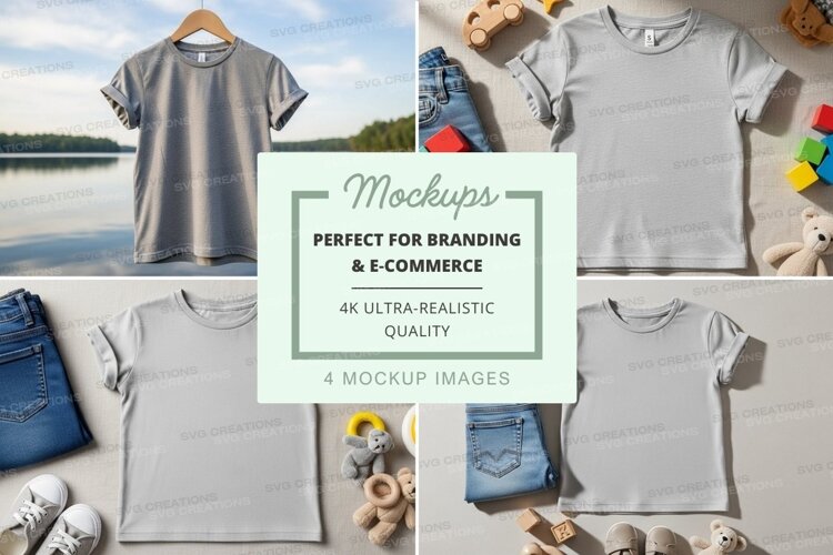 Mockup: grey t-shirt in various scenarios example image 1