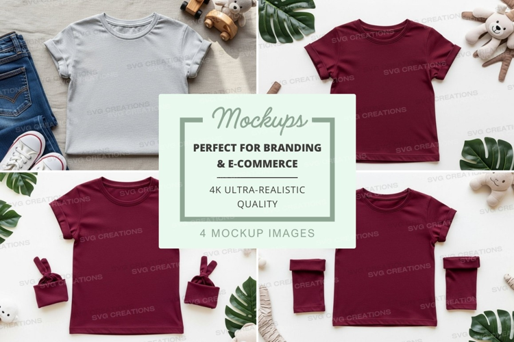 Mockup of children's clothing items