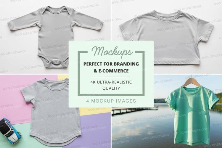 Mockup collection of baby clothes and t-shirts