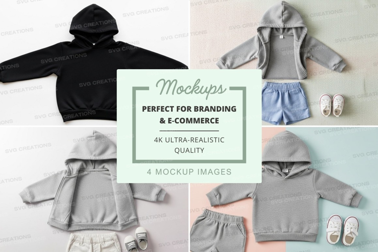 Mockup: kids' hoodie and shorts outfits