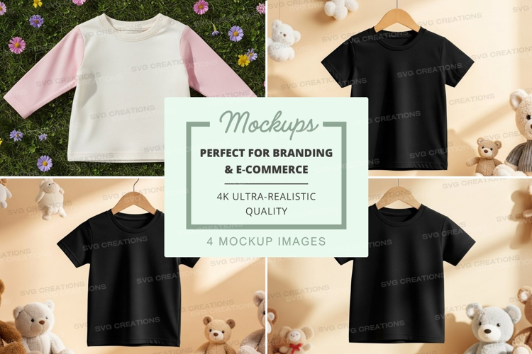 Mockup of children's t-shirts with stuffed animals