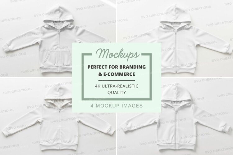 Mockup: four white hoodies example image 1