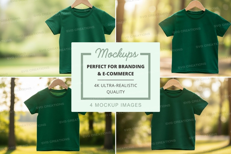 Mockup: green t-shirt in outdoor setting