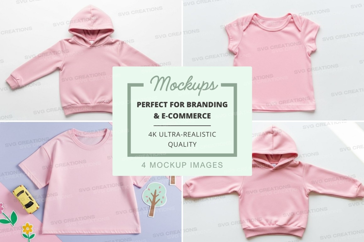 Mockup of pink kids' clothing collection