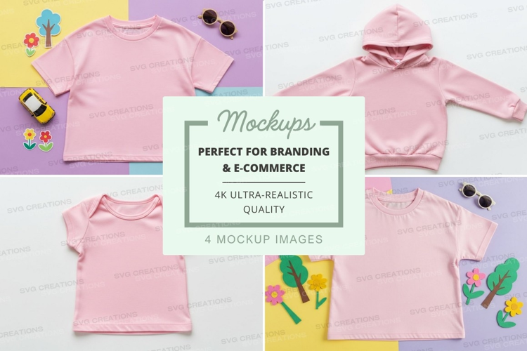 Mockup: kids' pink clothing collection