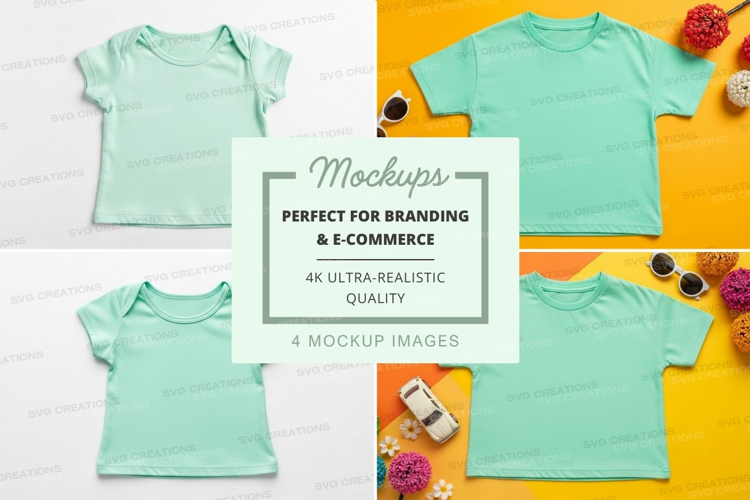 Mockup collection of baby t-shirts