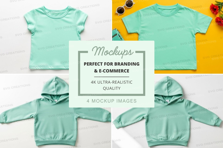 Mockup of mint green children's clothing