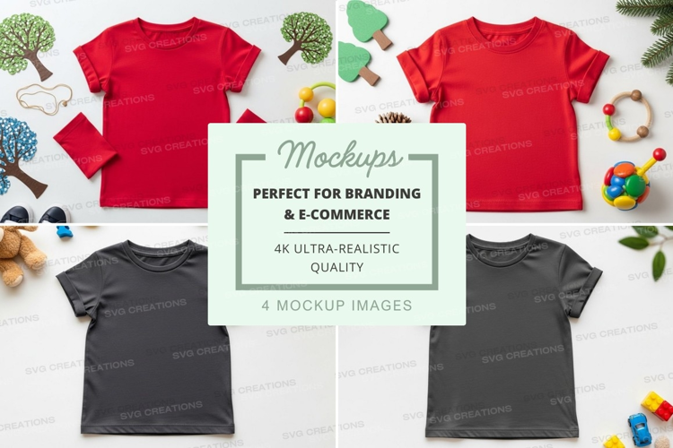 Mockup of kids' t-shirts with toys