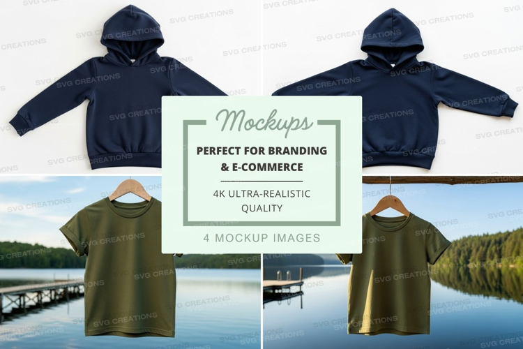 Mockup of kids' clothing - hoodies and t-shirts
